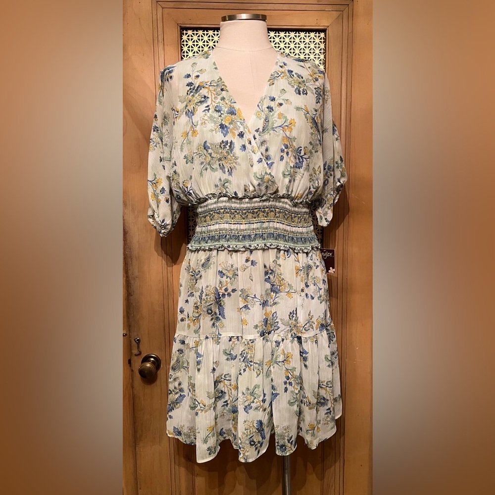 TAYLOR green gauzy dress NWT large